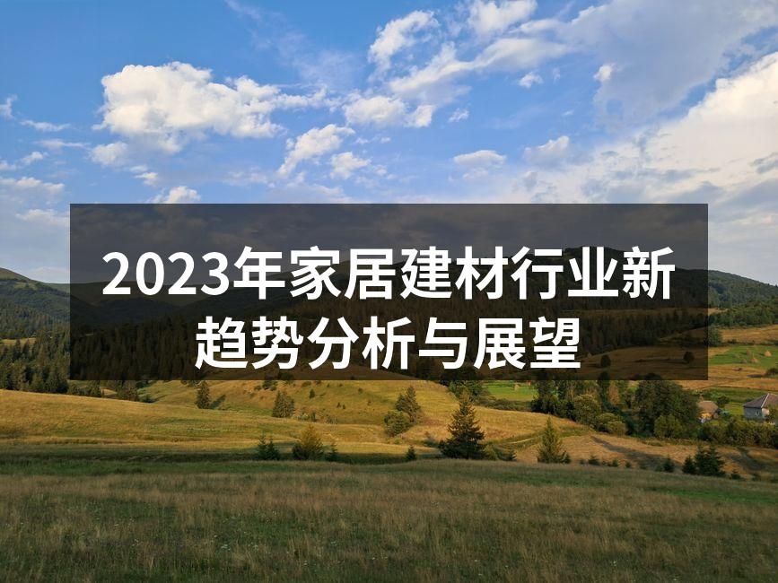 2023年家居建材行业新趋势分析与展望